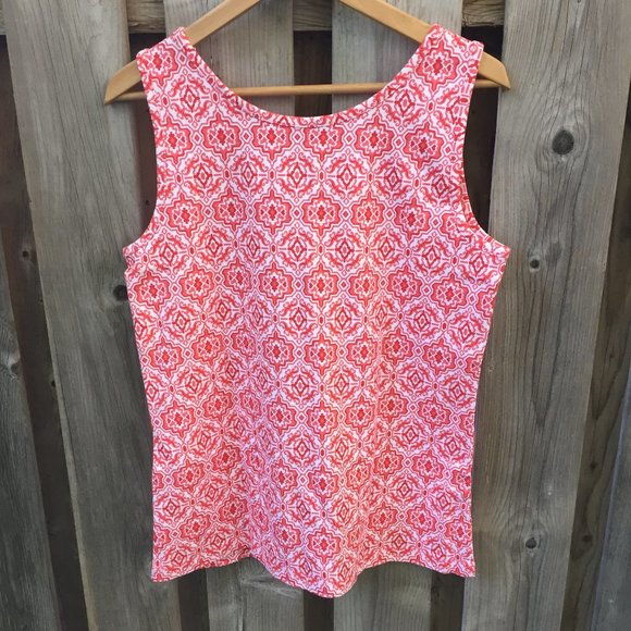 NWOT Land's End coral & white cotton tank - size M - Picture 4 of 5